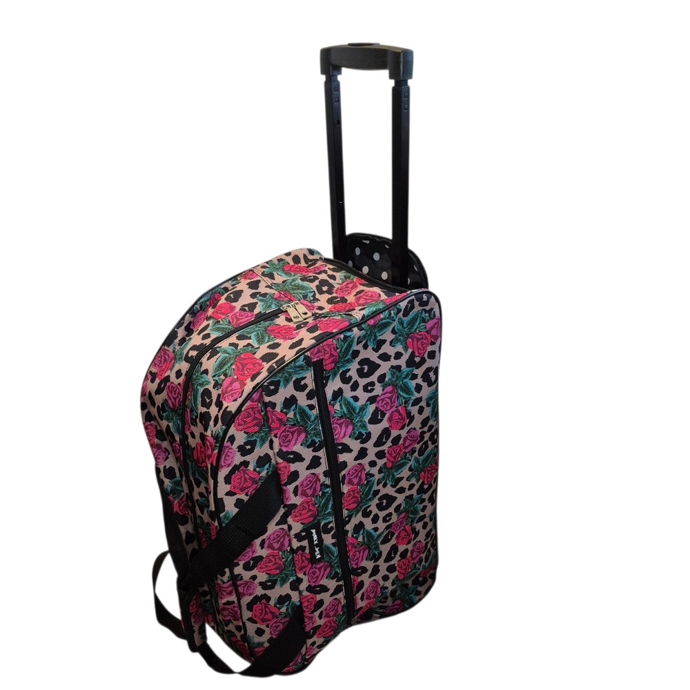 Betsey Johnson Floral and Leopard Rolling Bag